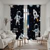 2 Pieces HD Digital Black Department Cartoon Planet Space Astronaut Curtains Home Decorating Style Decorating Living Room Bedroo