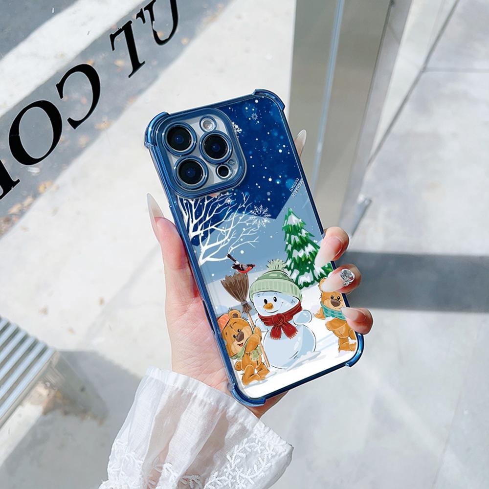 Ae108 Happy New Year Merry Christmas Electroplated TPU Phone Cases for Xiaomi 11 Lite Redmi Note 13 Pro 12C 9S 14C Huawei Four Corner Protection Cover