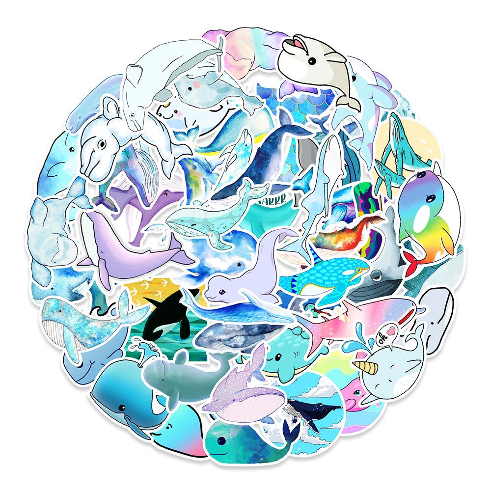 50 Whale Graffiti Stickers Car Suitcase Mobile Phone Refrigerator Decoration Stickers Waterproof
