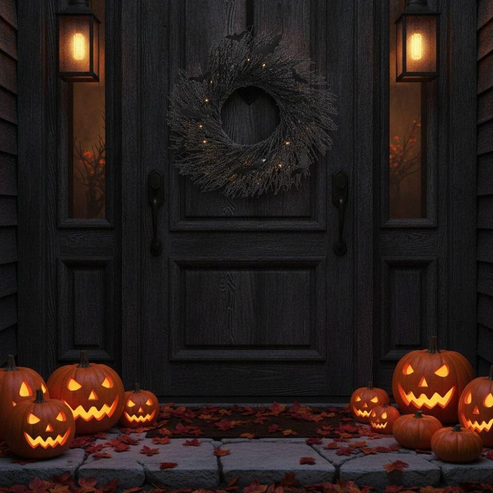 Glowing Halloween Branch Wreath Dark Style Spooky Halloween Wreath  Window