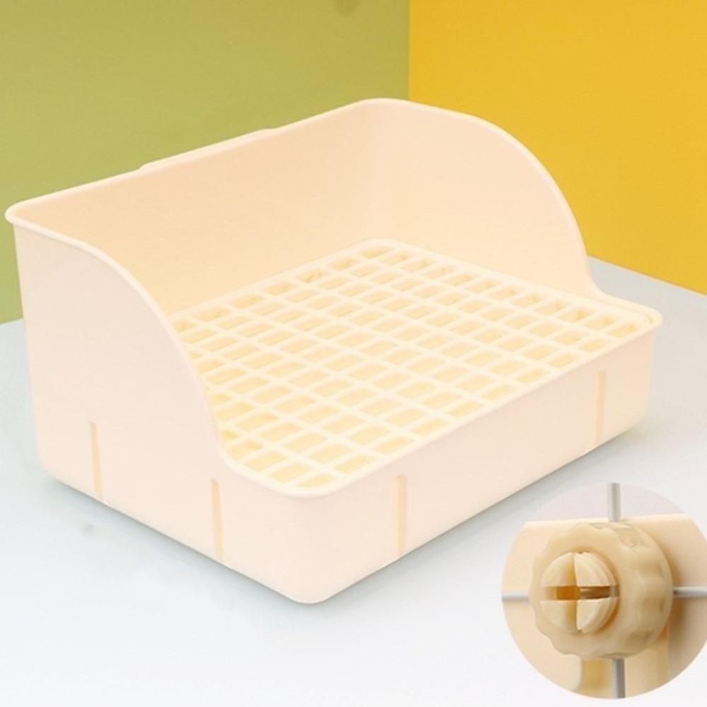 

Anti Splashing Bunny Training Toilet Potty Trainer Small Animal Litter Pan Indoor Pet Beige Plastic Mesh