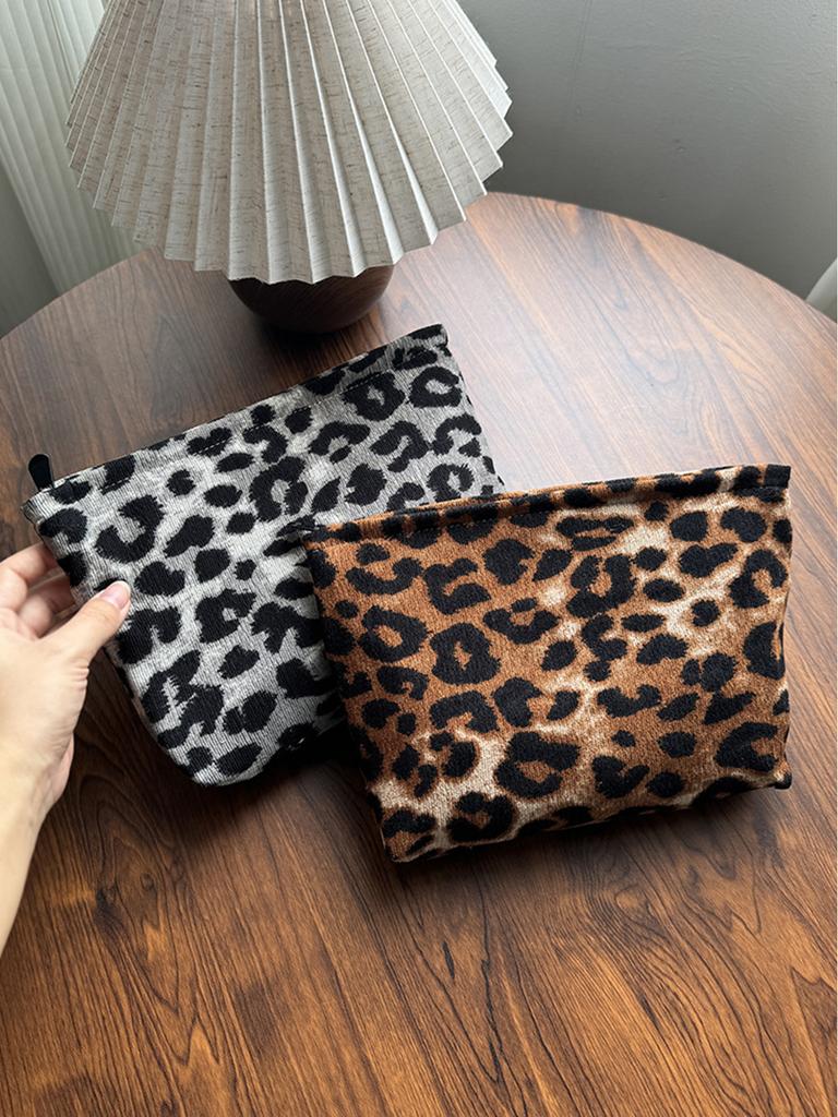 1pc leopard print makeup bag Storage bag Skincare toiletry bag Hold bag Inner bag, travel bag
