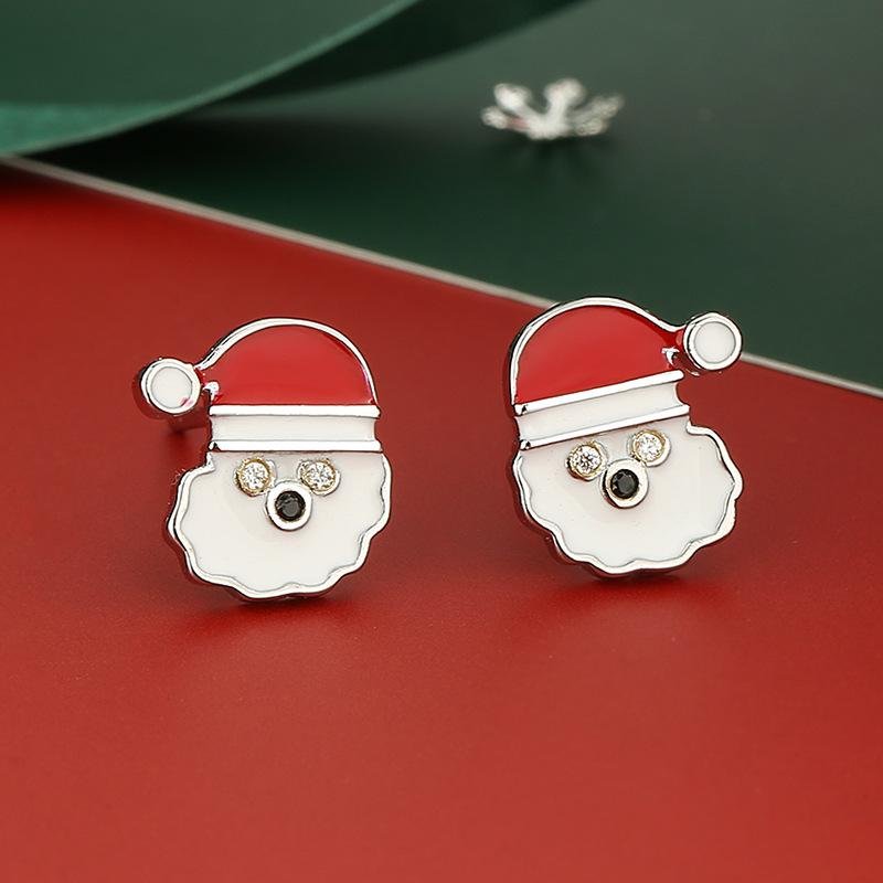 Christmas Series Elk Snowflakes and Deer Antlers Fresh Red Sweet Temperament Earrings