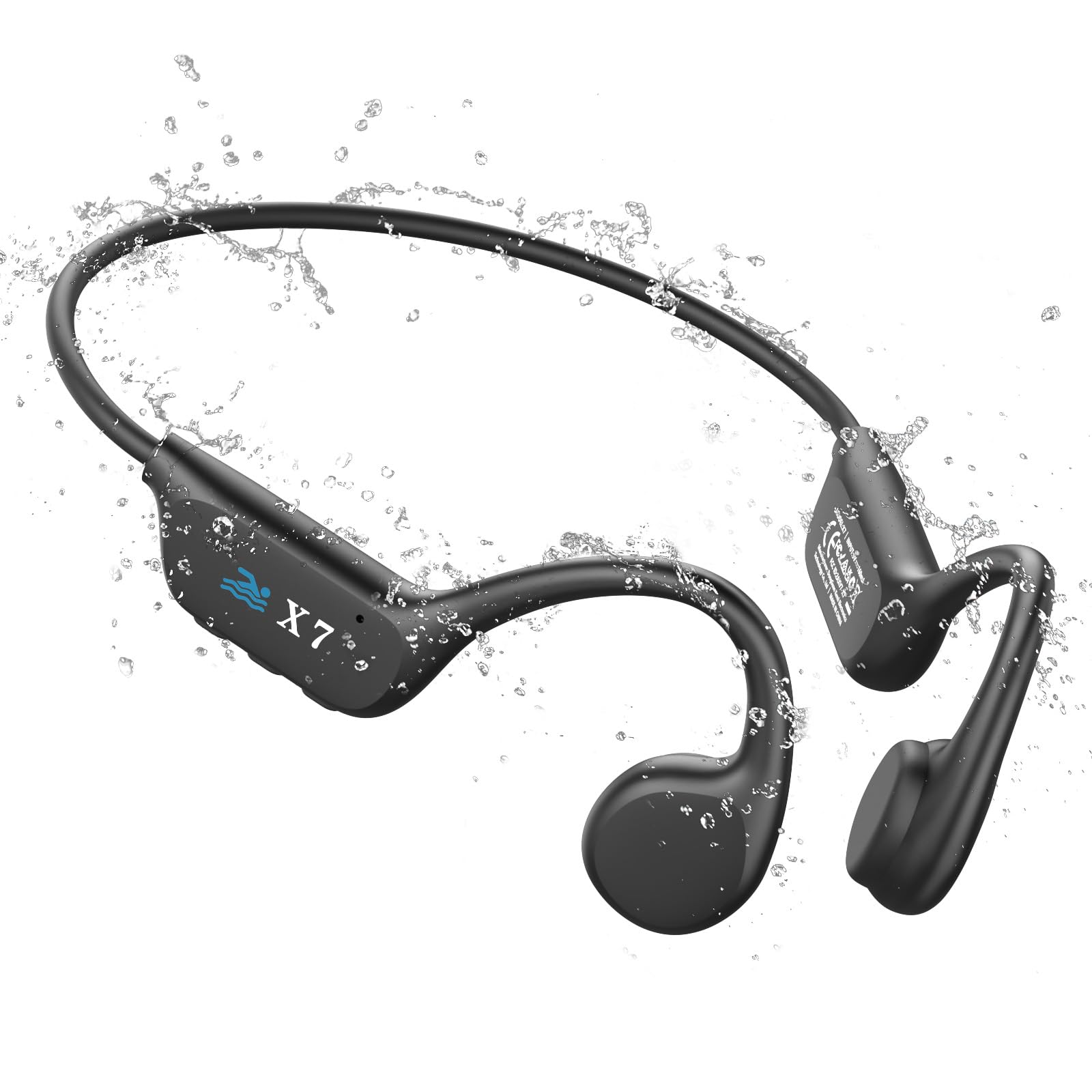 

Bone Conduction IP68 Fully Bluetooth 32GB Up to 8000 Wireless Headphones with Mic Earphones, Swimming, Waterproof, 5.3, Memory, Songs,