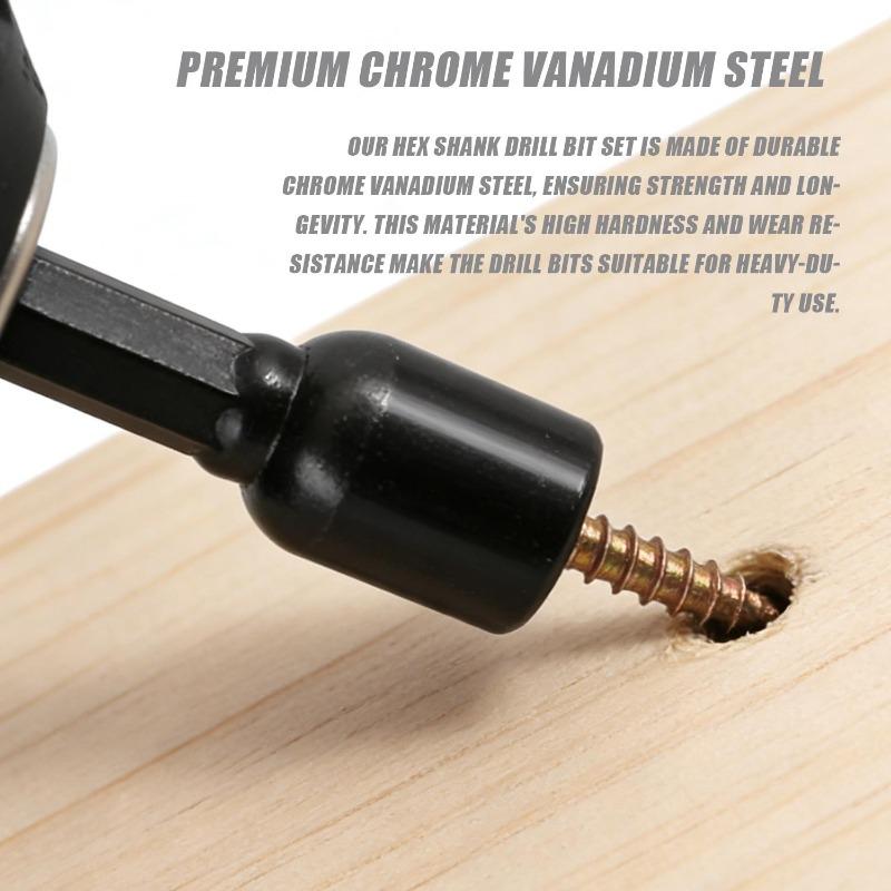 9PCS/Set Power Nut Driver Set Metric Hex Socket Drill Bits Chuck Adapter Electronic Hex Key Socket Set with 1/4 Inch Hex Shank