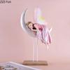 Cute Flower Fairy Angel Girl Painted Statue Angel Characters Resins Beauty Sculpture Desk Decoration Figurines Modern Home Decor