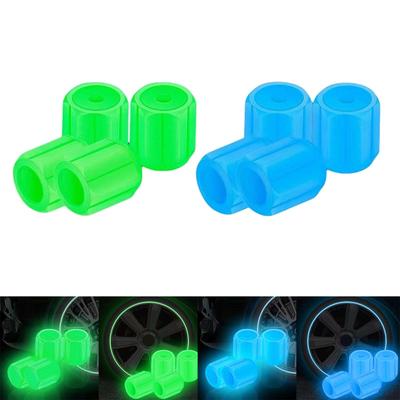 4x Auto Reifenventilkappen, Fluoreszierende Staubschutzkappen Fahrradkappen für Fahrzeuge+4x