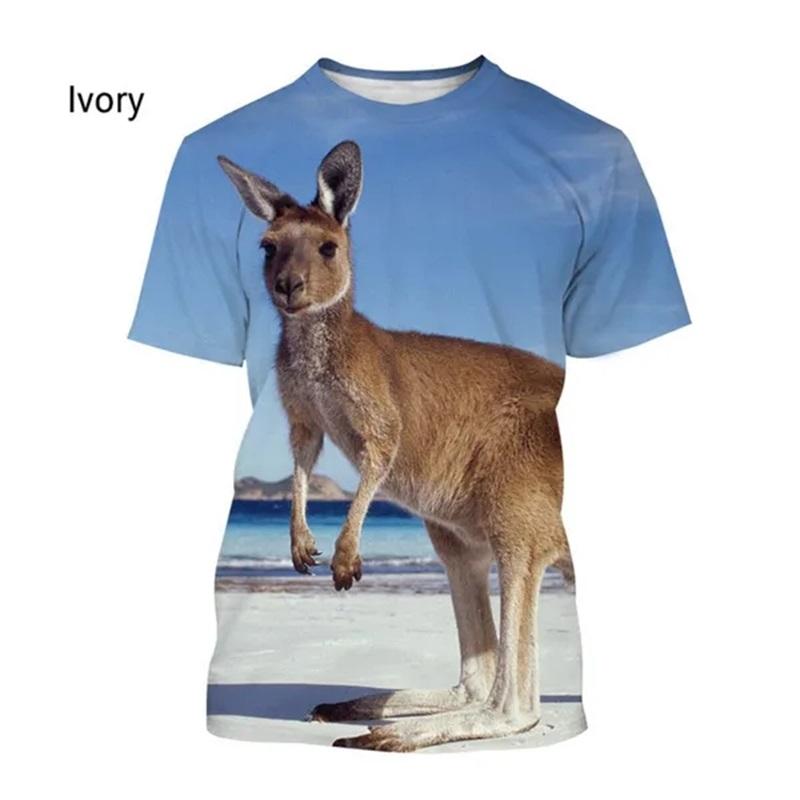 Cute Animal Kangaroo Pattern Tshirt For Men Women 3D Printing Casual Short Sleeve Funny Tee