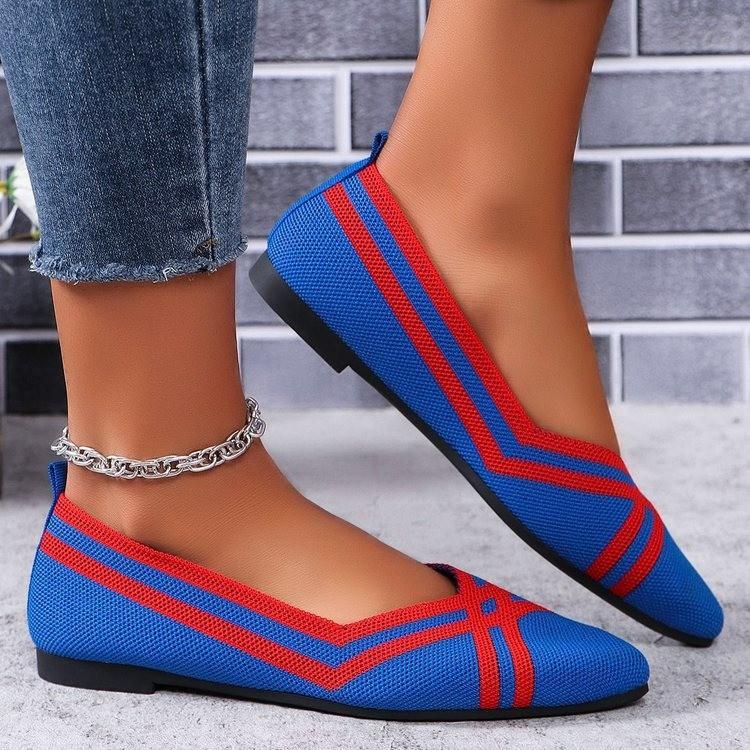 Foreign Trade MZ Fly-woven Shoes Flat Summer Women's 2025 New Color Matching Light Mouth Pointed Single Shoes Princess Shoes Large Size Green