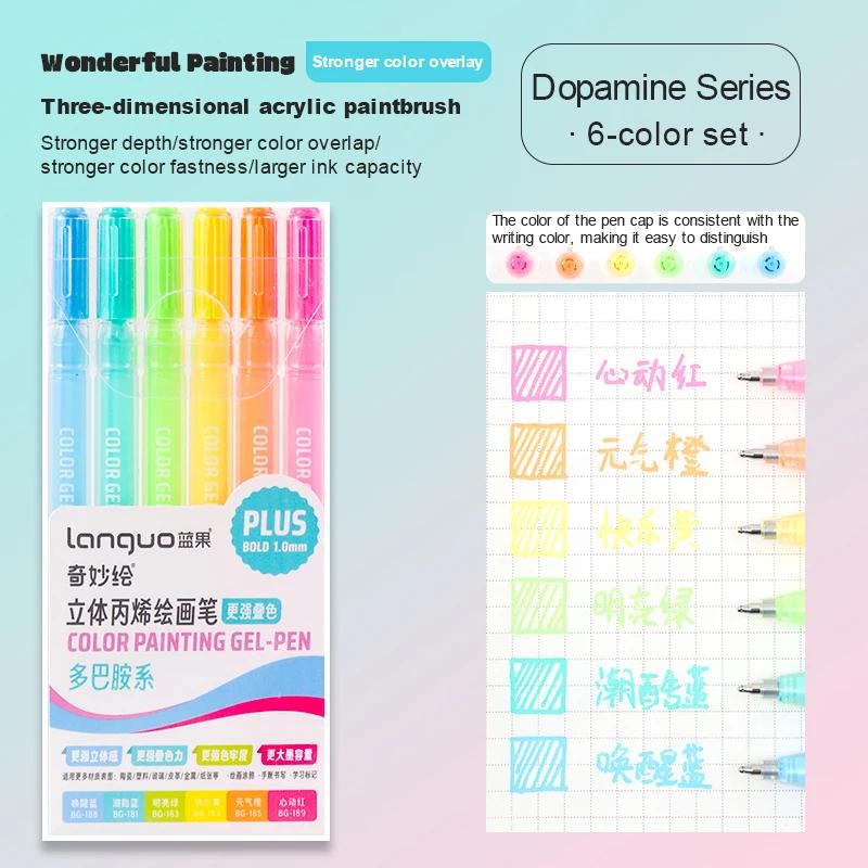 

36/54Color/box 3D Acrylic Gel Pen Languo 1.0mm Painting Drawing Brush Marker Student Handbook Writing Pen Office School Supplies