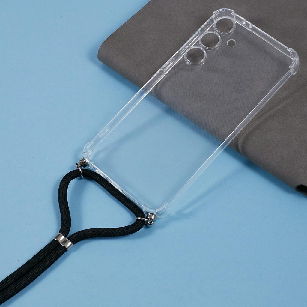 Pro Samsung Galaxy S25 FE Pouzdro Zesílené Rohy TPU Průhledný Kryt na Telefon s Šňůrkou