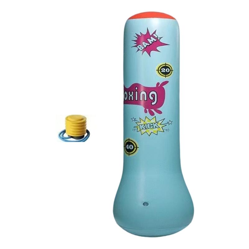 Kids Punching Bags Inflatable Boxing Bag Toy Kicking Boxing Column Sandbag Children Boxing Punch Kicking Toy Enduring синий
