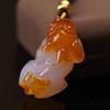 Golden Cicada Pi Xiu Pendant with Natural Ice Agate Chalcedony, Jade Stone, and Clever Colors - Buddha Guanyin Landscape Plaque Design.