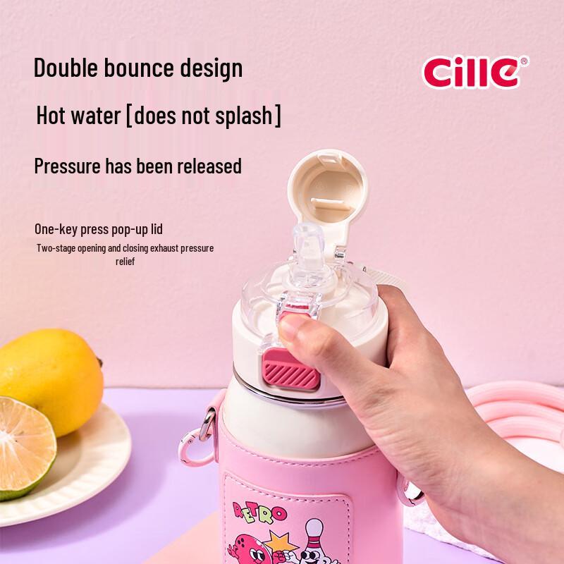 cille 520ml Kids 316 SS Straw Thermos Bottle