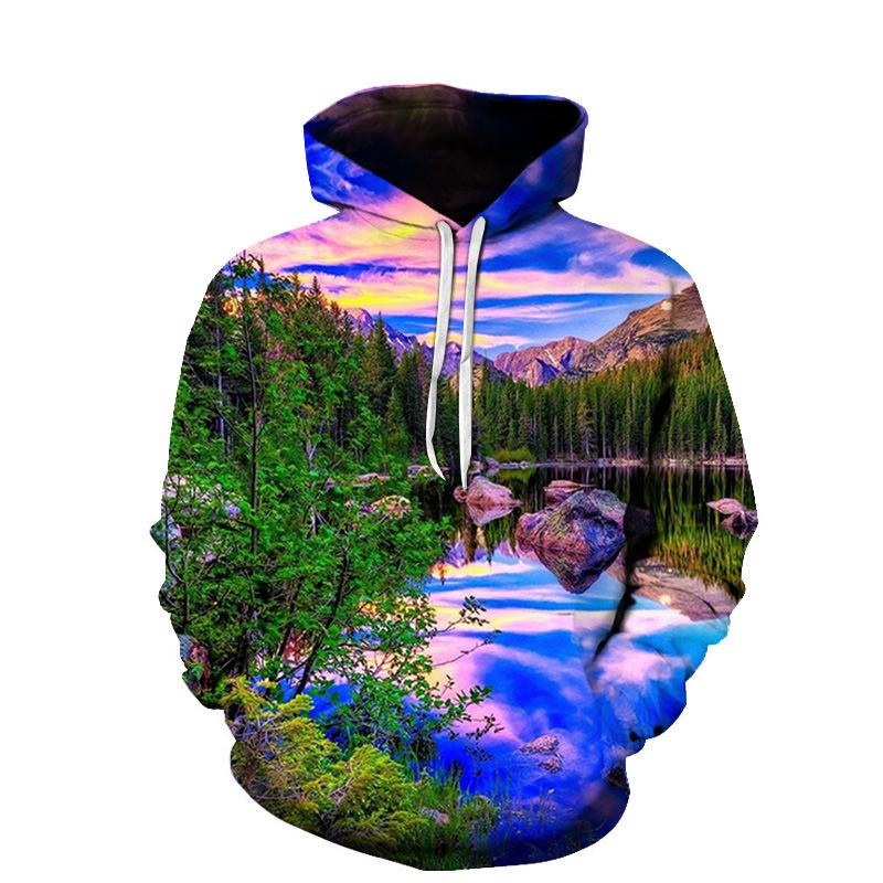 

Модные 3D толстовки с радужным принтом молний, ​​свободные толстовки с капюшоном, повседневные пуловеры L