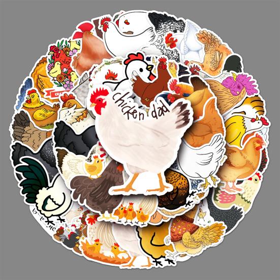 50Pcs Cartoon Chicken Stickers Cute Waterproof Self-adhesive Cute Animal Decals DIY Car Skateboard Laptop Motorcycle Graffiti Stickers