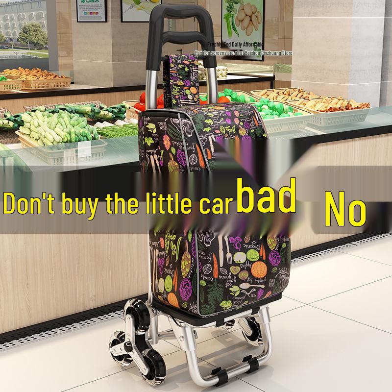 Folding Stair Climbing Shopping Cart: Portable Luggage Trailer & Small Hand Truck for Elderly and Grocery Use