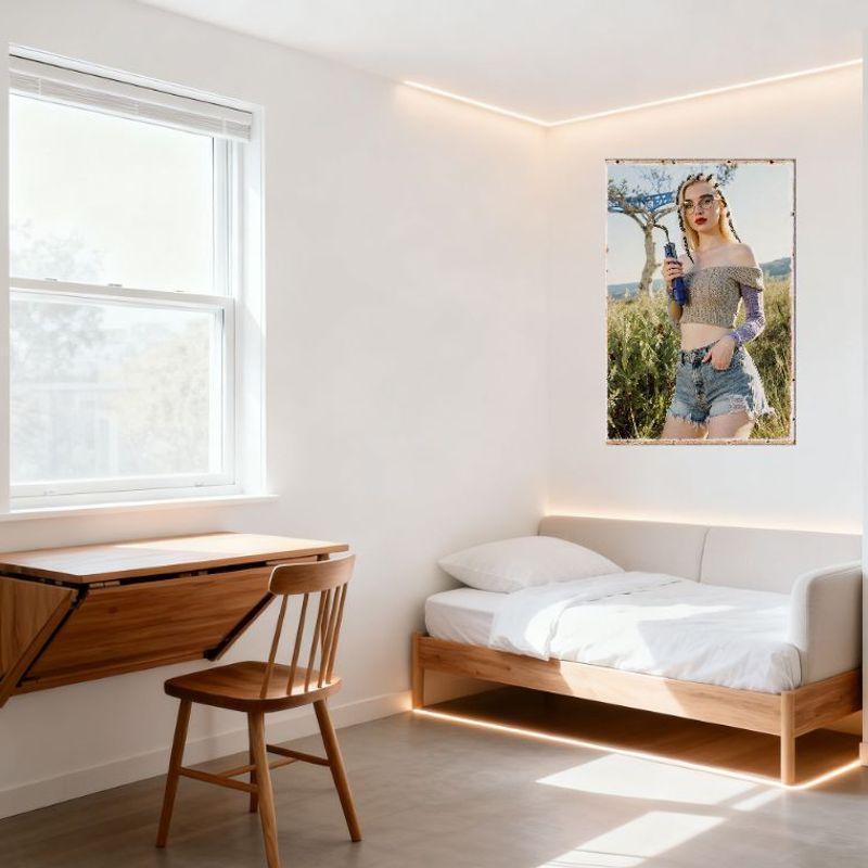Sexy Blonde Woman Vintage Retro Tin Sign, Rural Grassland Scene Metal Poster for Bar Home Wall Decor, 8x12 Inch Rustic Aesthetic