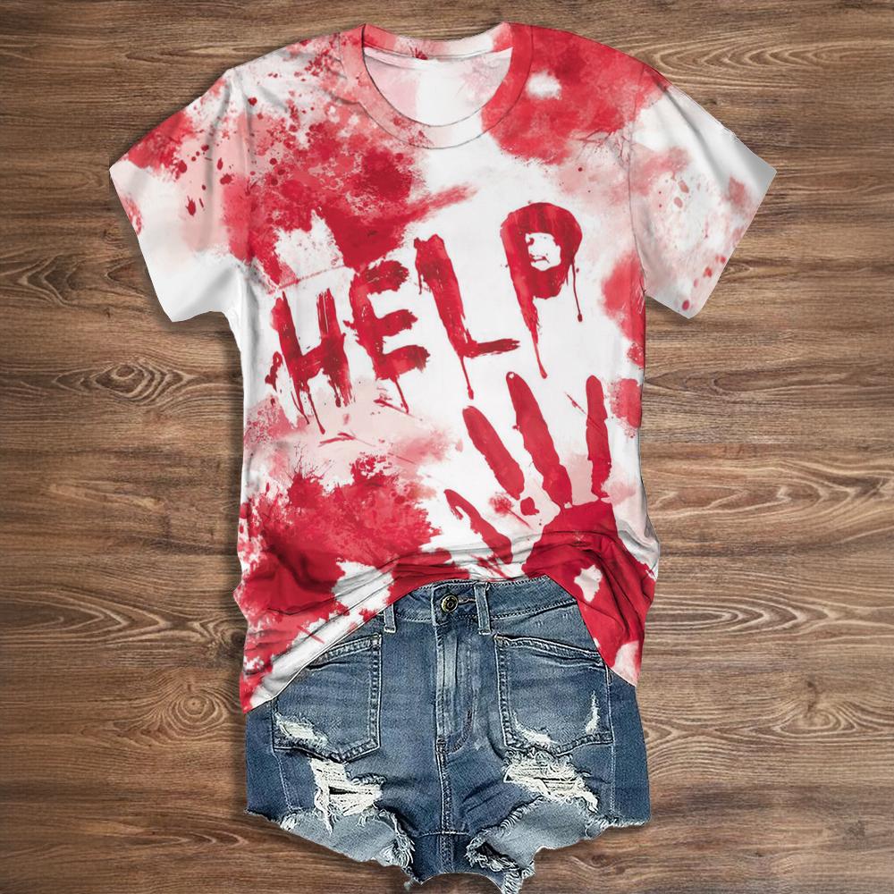 Summer Letter Funny Blood 3D Print T-shirts Women Streetwear Casual Vintage Y2k Short Sleeve T Shirt O-neck Tees Tops Clothing