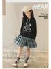 Girls' Mid-Length Pleated Plaid Sweatshirt Dress for Spring & Autumn 2024