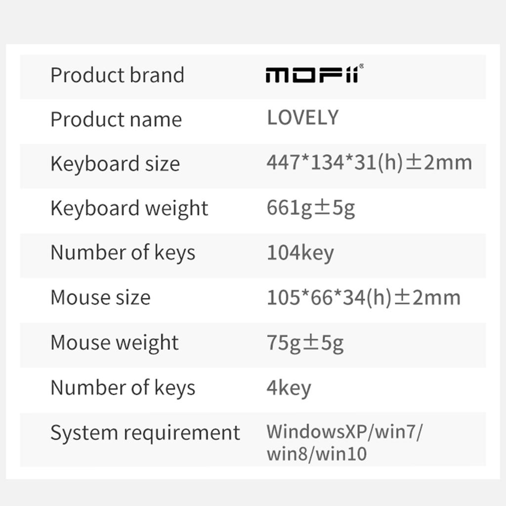 MOFII Wireless Keyboard and Mouse Set Lovely HighQuality Mixed Color 104 Keys USB Receiver Office