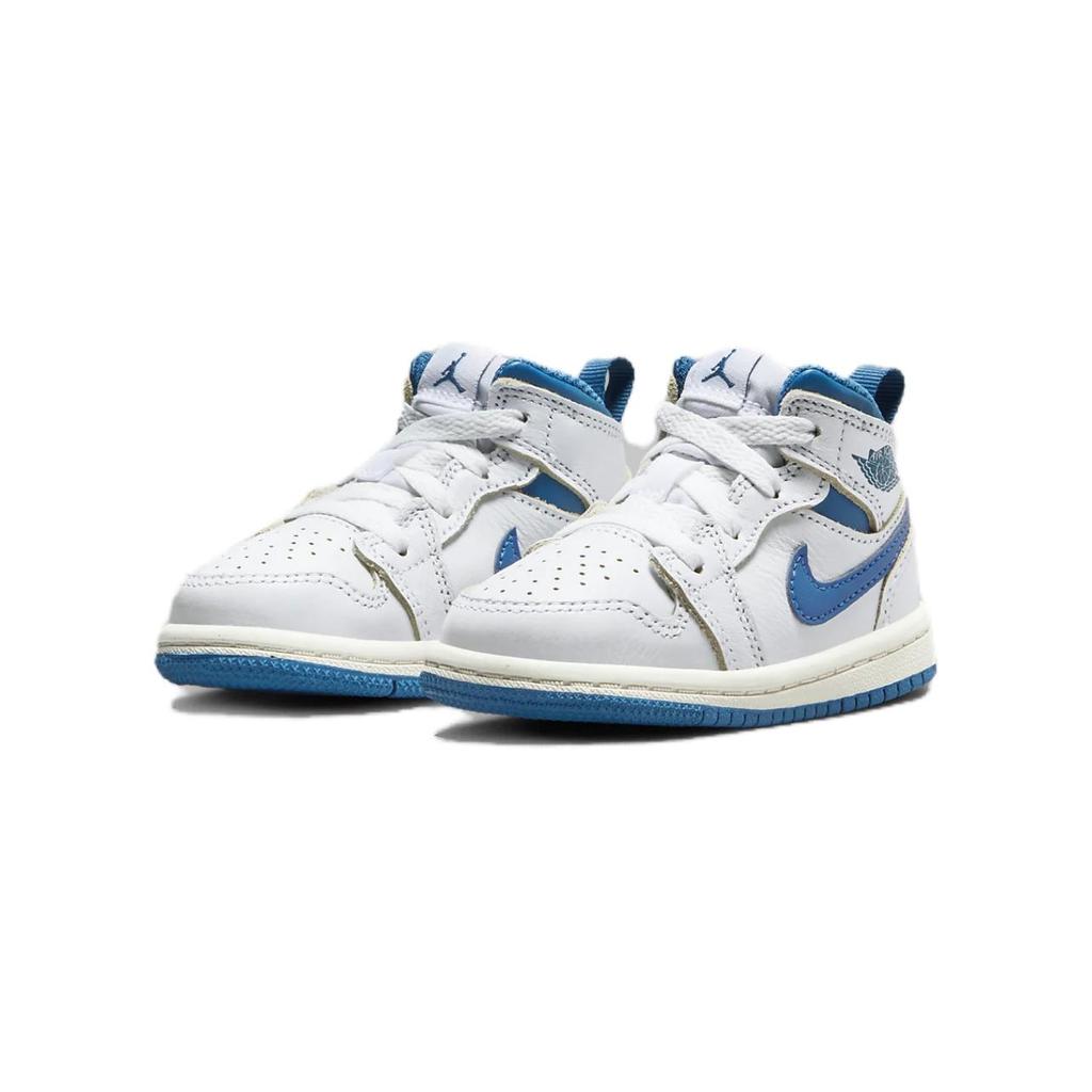 Sneakers Air Jordan 1 Mid SE TD Blu Industriale per Bambini Bianco Vela FN7537-141