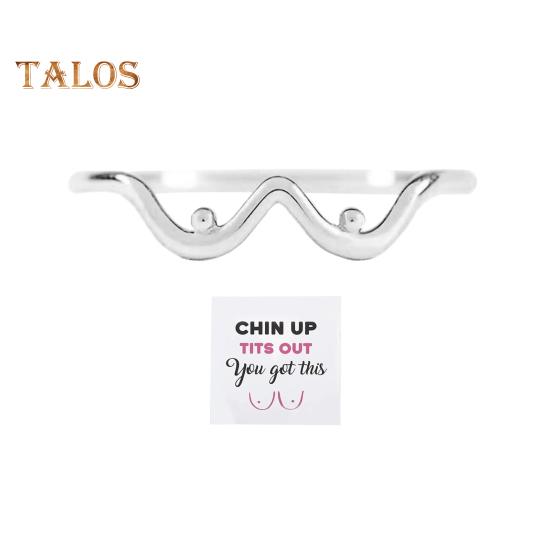 

Кольцо Chin Up Tits Out Boobie, серебряное, золотое, с кольцом Card Tits, кольцо для уверенности в себе для женщин, феминистский подарок для нее US 7 серебряный