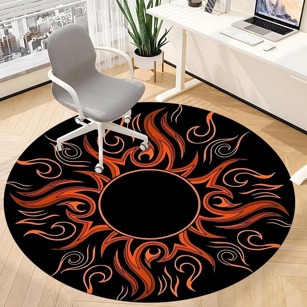 1PC Flame Design Chair Carpet for Office, Indoor Non-Slip Washable Carpet, Soft Comfortable Mat For Office Room yy250930227