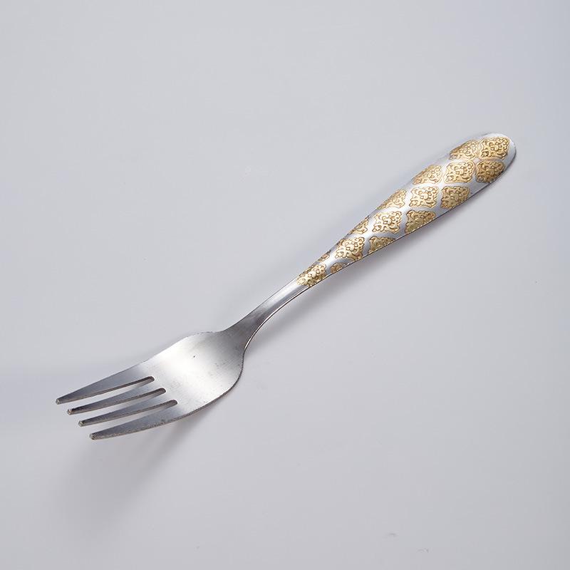 Stainless Steel Feather Pattern Spoon & Fork Set for Western Food