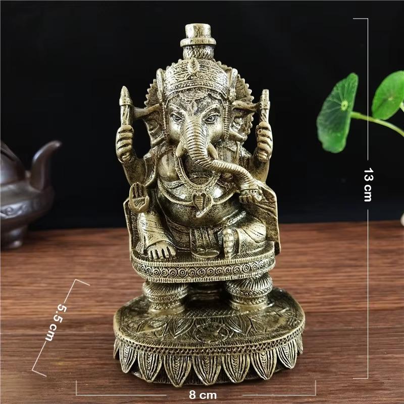 Gold Lord Ganesha Statue Sculpture Big Resin Ornaments Hindu Elephant God Buddha Statues Figurine Home Decoration Lucky Gifts