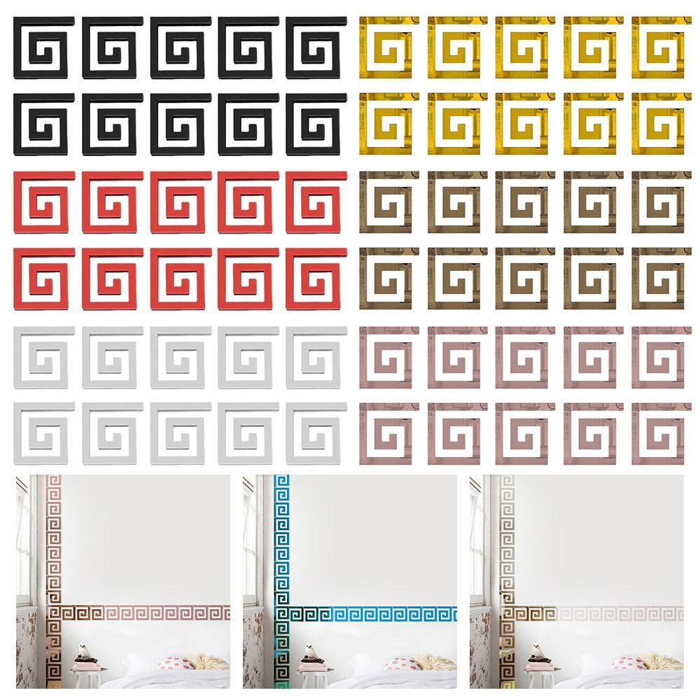 10pcs 3D Mirror Self-Adhesive Waistline Self-Adhesive Edge Strip Decoration Corner Line  Wall Decor