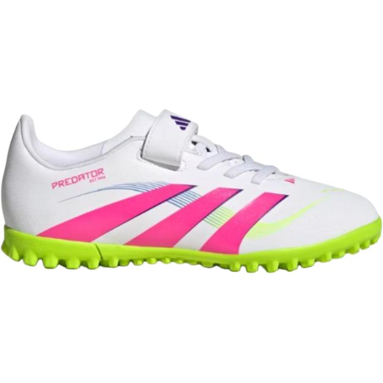 New Adidas Predator CLUB Anti Slip Wear Resistant Low Top Kids' Soccer Shoes White/Light Pink/Light Lemon Kids' ID3808