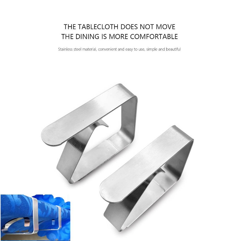 3Pcs Easy Install Stainless Steel Tablecloth Clip Adjustable Thickened Fixing Clamp Long Style Anti-slip Home Clip Home Use