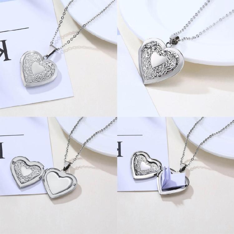 Metal Necklace with Heart Shaped Locket Pendant Adjustable Neckchain Ornament