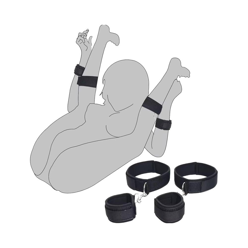 Sex Bondage Gear Wrist Thigh Cuffs Restraints Set Women Adjustable Leg Straps Handcuffs Couple Beginner SM