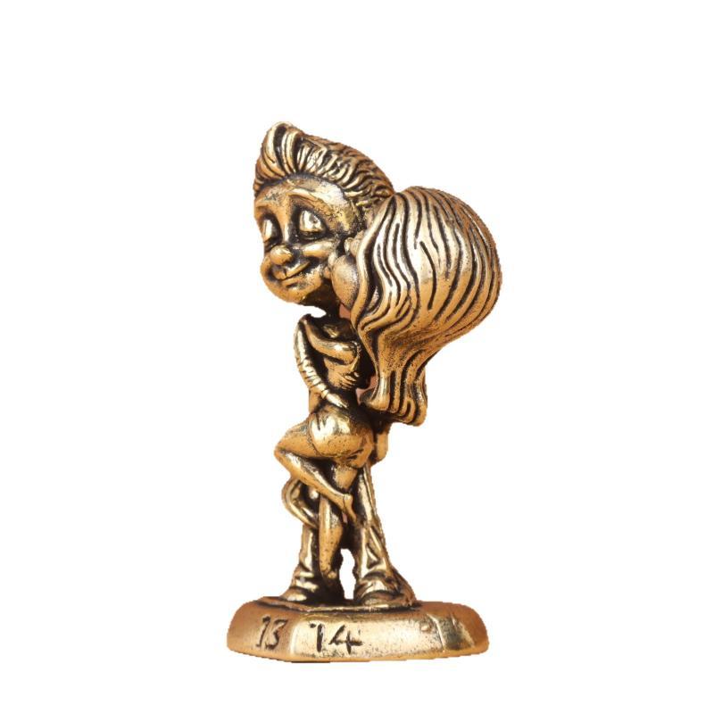 Brass Kissing Couple Statue Vintage Carved Design Romantic Texture Perfect For Valentine Anniversary Gifts Home Desktop Decor