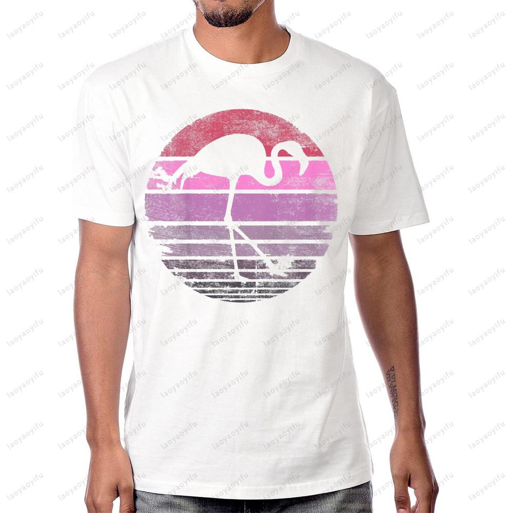 Retro Flamingo Sunset Graphic T-shirt S