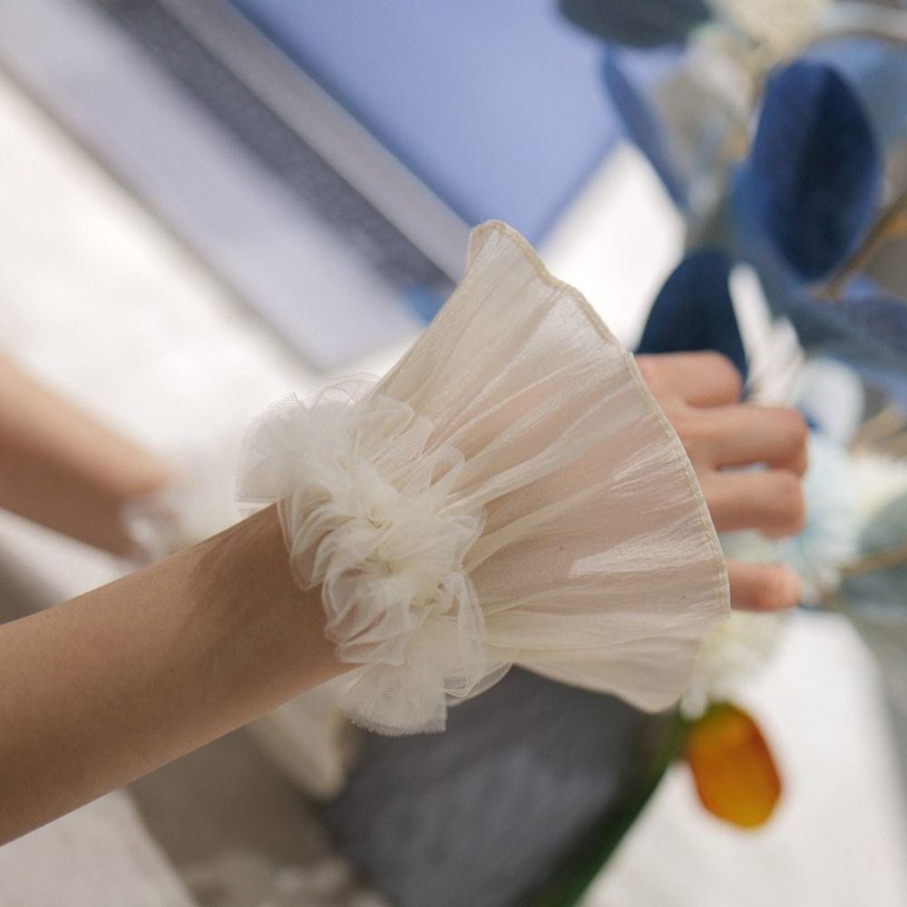 New Removable Flared Cuffs Tulle White False Sleeve Ornaments Detachable Sleeves Cuffs Nail Art Accessories