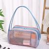 New with Handle Travel Makeup Bag Large Capacity Mesh Cosmetic Bag Polyester Lightweight Storage Bag