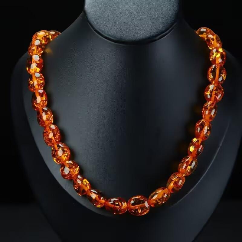 New Baltic Flower Amber Necklace - Natural Freeform Beads for Women