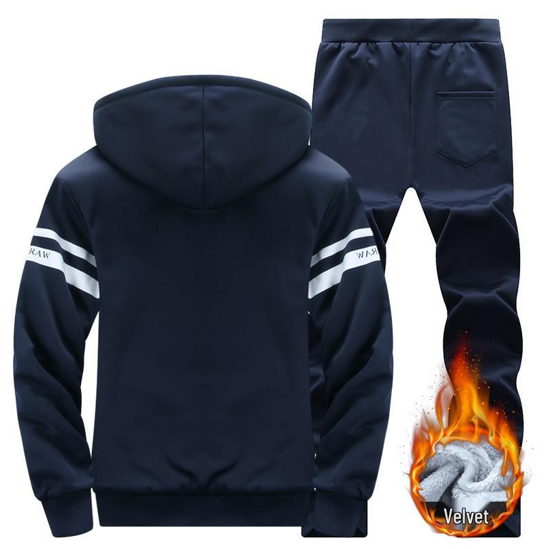 Herren Sportlich Lässig Fleecefutter Zweiteiliges Set, Langarm, M-8XL, 2025 Herbst/Winter Kollektion