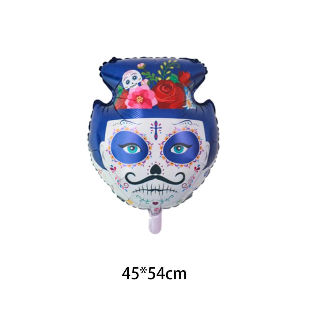 Tag der Toten Halloween bunte Zuckerschädel Partyballons, Mexikanischer Tag der Toten Thema Geburtstag Schädel Dekoration