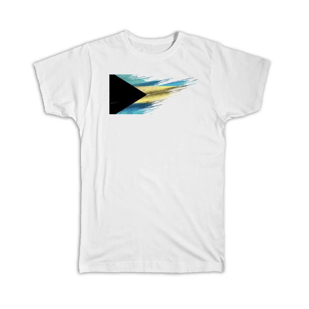 Gift T-Shirt : Bahamas Flag Modern Country Expat L