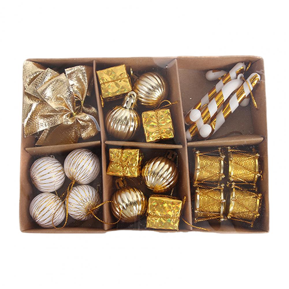 

Plastic Christmas Decorations Xmas Holiday Decorations Christmas Ornament Gift Box Set with Candy Cane Balls Mini for Holiday XXL золотистий