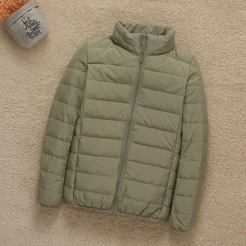 Seamless One-piece Woven Light and Thin Down Jacket Women's Short Stand-up Collar Lightweight Large Size Outdoor Sports Autumn and Winter Jacket Wint