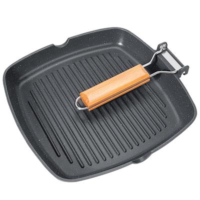 GiPP 24cm Foldable Square Grill Pan, IH & Gas Stove Compatible, Non-stick Marble Coating (Harmless To the Body), Easy To Clean, PFOA & PFOS Free, One-