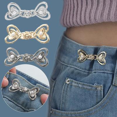 Heart Skirt Pants Tighten Waist Brooches Jeans Adjustable Waist Clip Buckle No Sewing Required Jeans Button Clothing Accessories