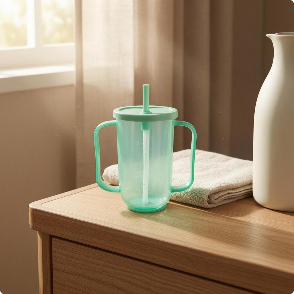 Handled Nursing Cup FoodGrade Straw Translucent Infant Drinkware for Infants, Young Children,