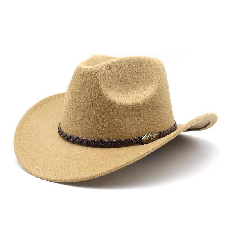 Western Cowboy Hat For Men With Wool Blend For Outdoor Riding And Sun Protection