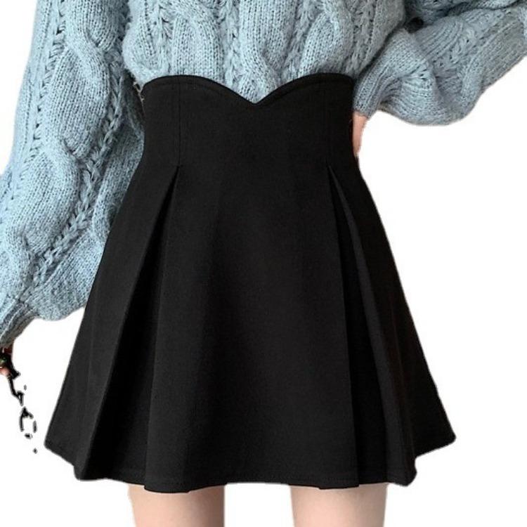 Pleated Skirt Plus Size Women's High Waist Puffy Skirt Umbrella Skirt Spring Summer Student Slimming Anti-Exposure A-Line Short Skirt
